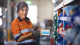 Person holding parts box