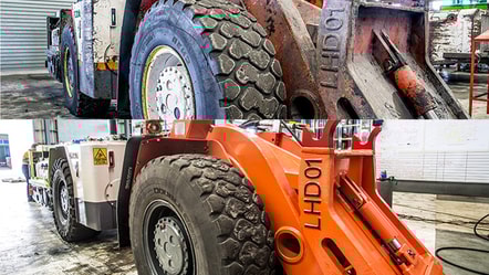 Rebuilt loader, before - after