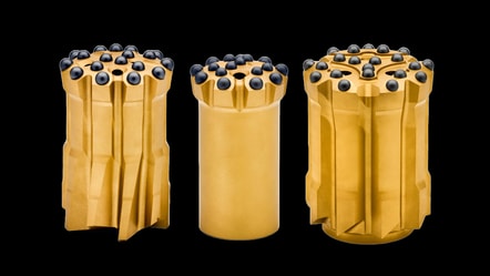 Top hammer drill bits black background