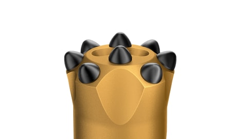 Top hammer tapered bit body white background