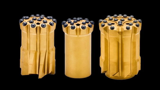 Top hammer drill bits black background