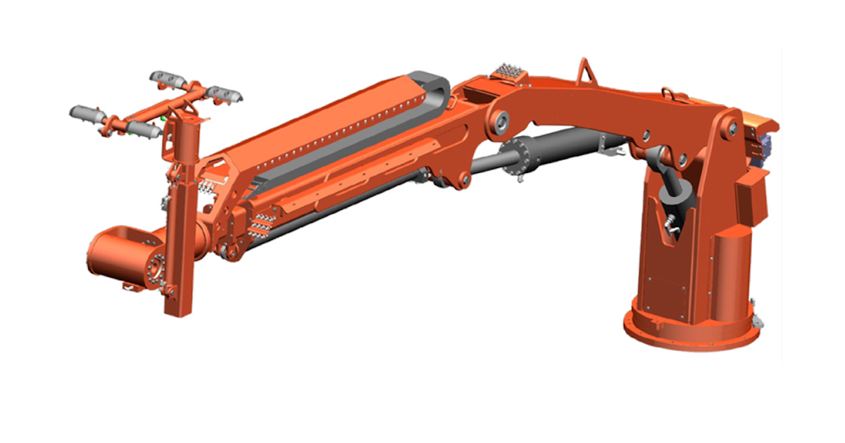 Screen handler on separate boom for medium bolters