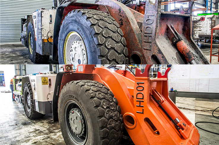 Rebuilt loader, before - after