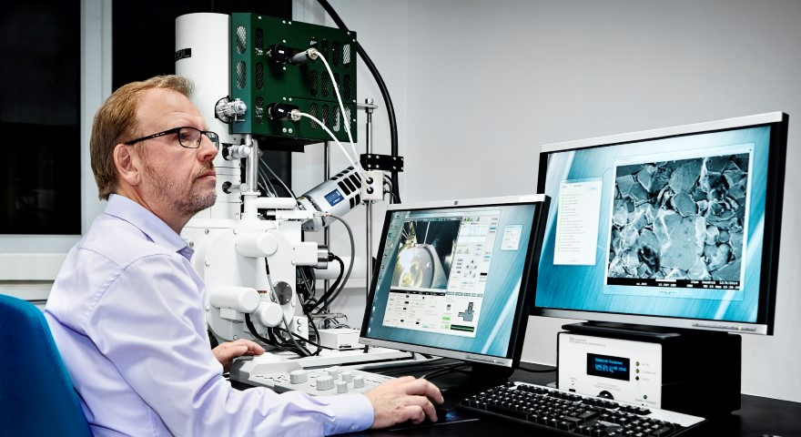 Person looking at screens in laboratory setting