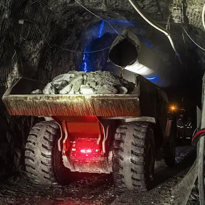 Sandvik battery-electric haul truck in Brucejack