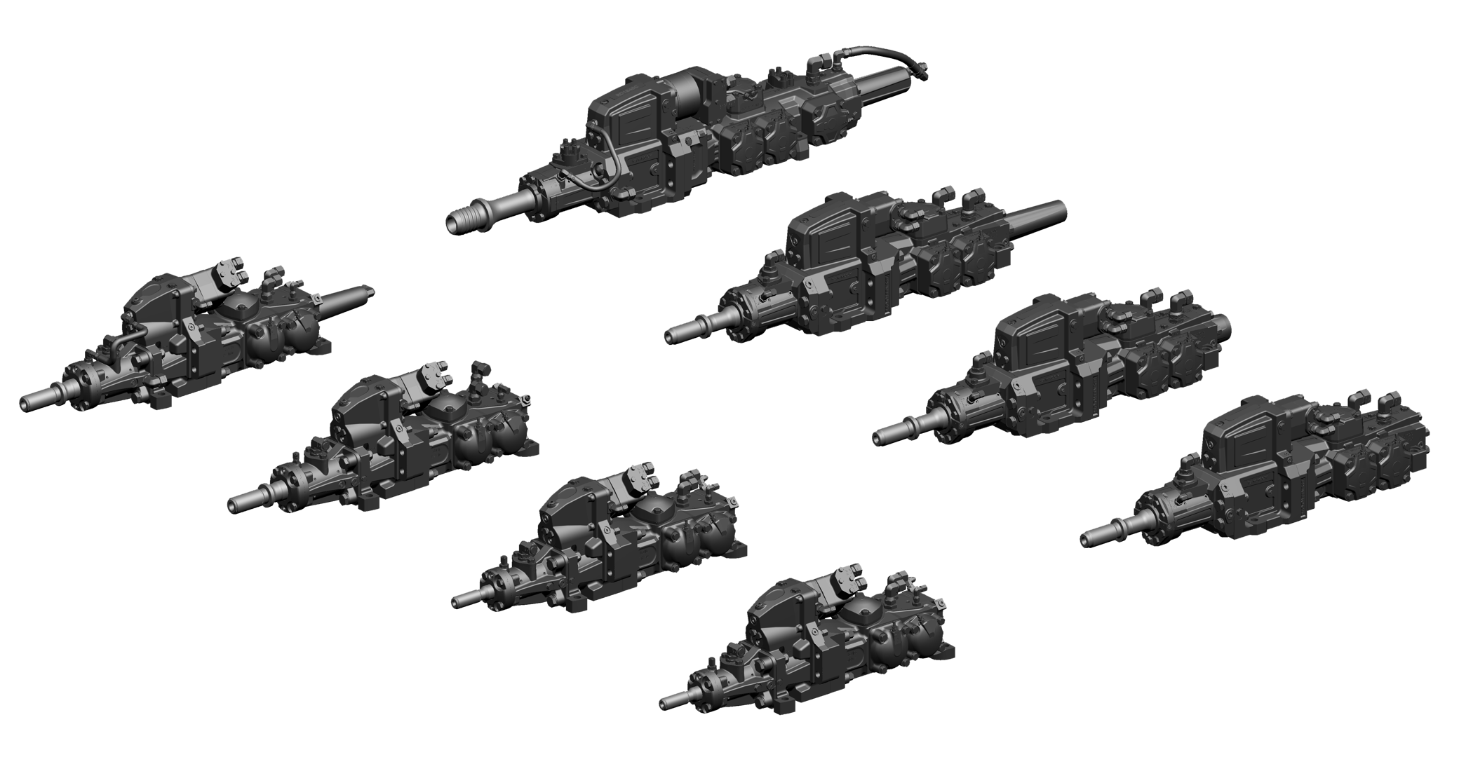 Modular rock drill family