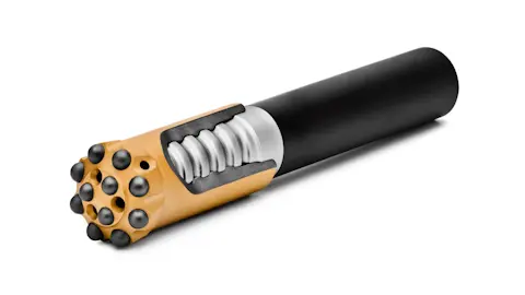 Top hammer drilling tool Alpha360 white background