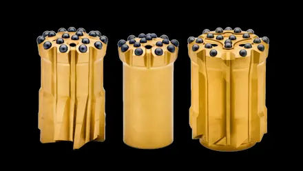 Top hammer drill bits black background