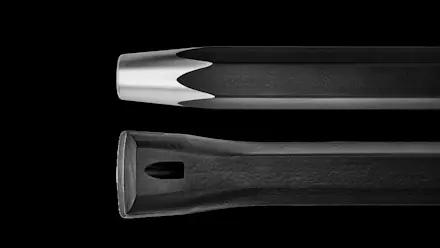 Top hammer integral drill steel black background